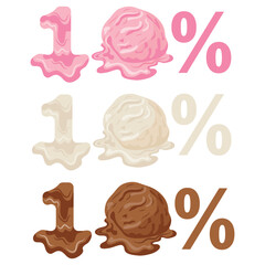 template of discount options for sale, namely 10 percent with melting ice cream scoops, melting discounts