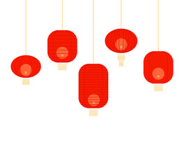 Chinese new year red lanterns, icon set