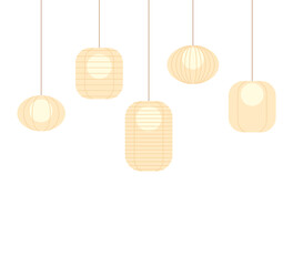 Lamps in Asian style, set of icons