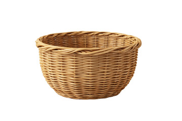 Wicker basket isolated on transparent background for product presentation