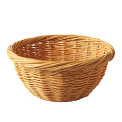 Fototapeta premium Wicker basket isolated on transparent background, empty woven container