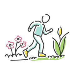 Fototapeta premium walking through garden icon, walking through garden vector illustration-simple illustration of walking through garden, perfect for walking through garden logos and icons