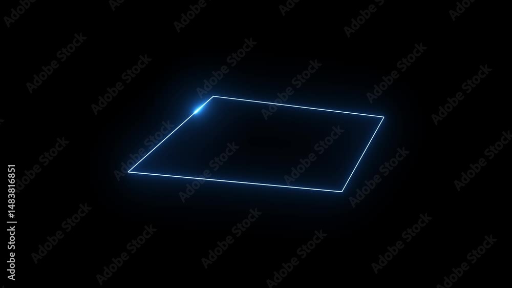 Poster neon light rectangle frame animation of glowing neon rectangles glowing neon light and loading squar
