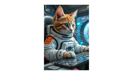 gato malhado na sala de treinamento futurista. - 1