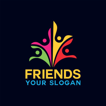friends teamwork logo design vector