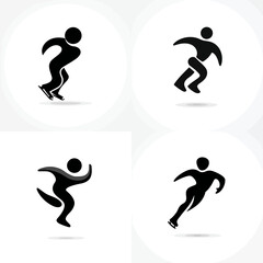 Ice Skater - Vector icon, simple icon, isolated on white  -  