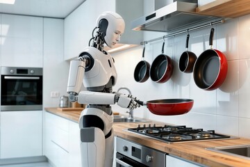 home assistant robot cooking in kitchen concept robot assistant domestique cuisinant dans la cuisine robot asistente doméstico cocinando en la cocina mutfak robotu