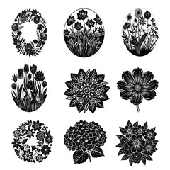 Art & Gorgeous flower collection with roses, leaves, bouquets, and flower compositions in vector illustrations Illustration