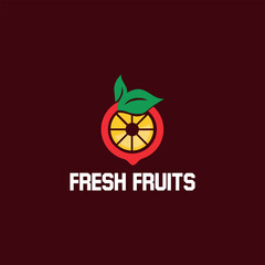 fresh organic food fruits logo design vector