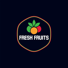 fresh organic food fruits logo design vector