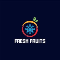 fresh organic food fruits logo design vector