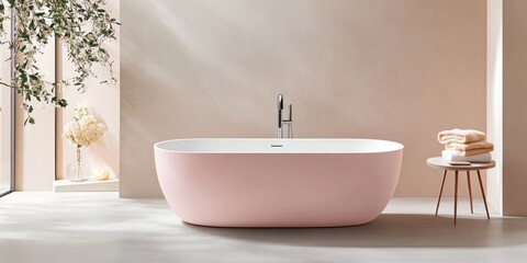 Modern Pink Freestanding Bathtub for Luxurious Bathrooms