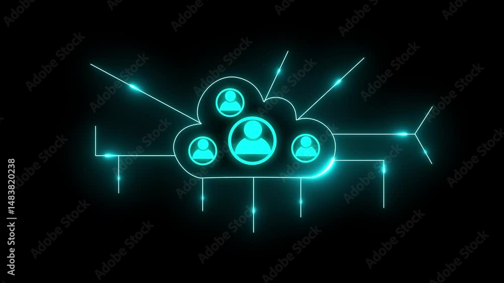 Aufkleber futuristic cloud with pixel digital transformation abstract new technology cloud computing, global n