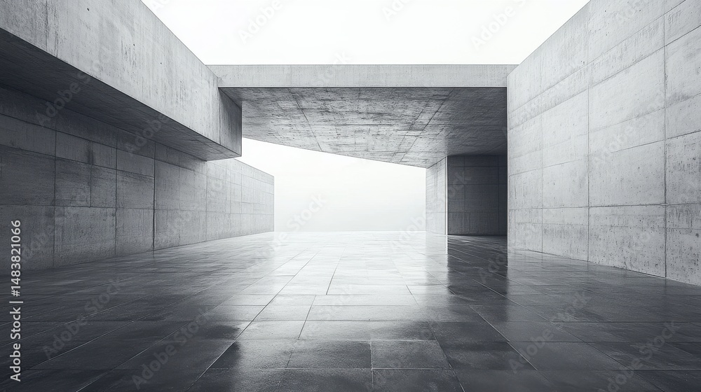 Aufkleber wide-angle view of empty concrete surface in a minimal architecture style