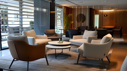 Luxurious and Contemporary Lobby Seating Area