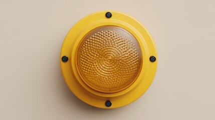 Yellow Warning Light on Beige Background Symbolizing Safety Precaution