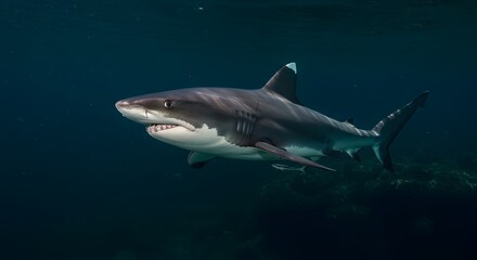 Fototapeta premium Ocean Predator Majestic Blacktip Reef Shark Underwater