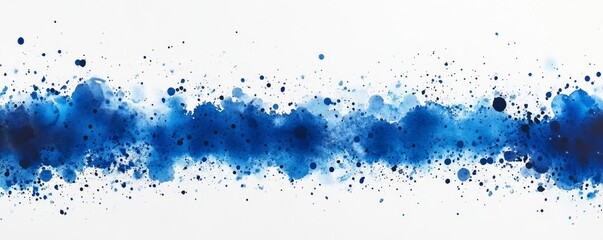 Abstract blue color painting illustration - watercolor splashes, patch or stain, isolated on white paper background (Generative Ai)