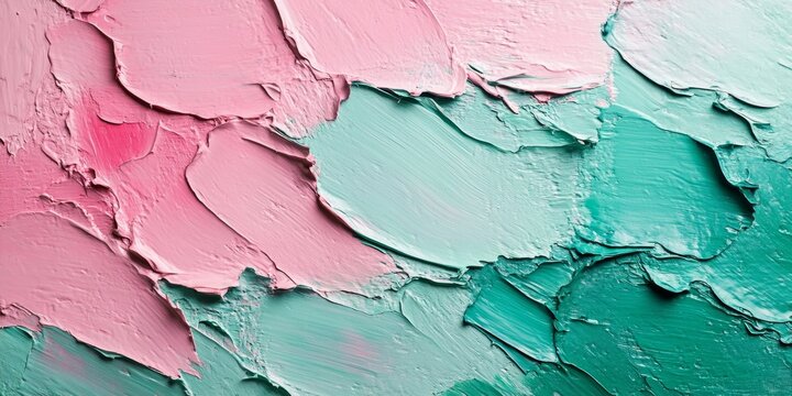 Closeup of abstract rough colorful multicolored organic autumnal fallen maple leaves art painting texture, with oil acrylic brushstroke, pallet knife paint on canvas wallpaper (Generative