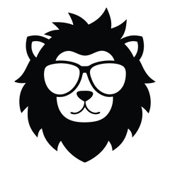 lion head with sunglasses vector