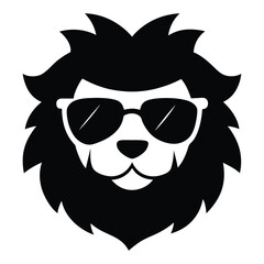 lion head with sunglasses vector