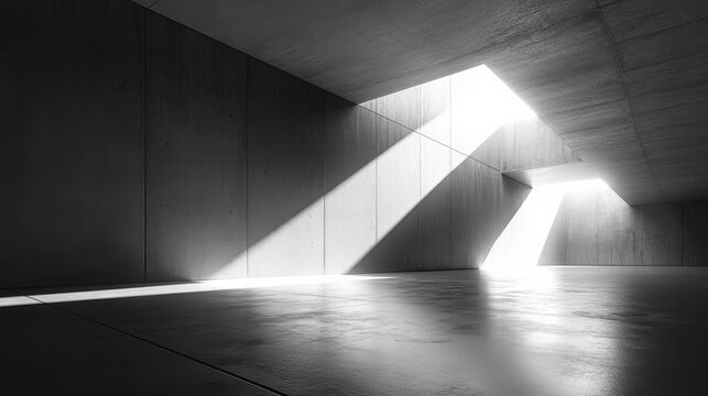 Minimalist concrete garage concept, abstract walls, soft ambient light, empty space - Powered by Adobe