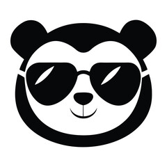 Cute panda head with sunglasses vector 