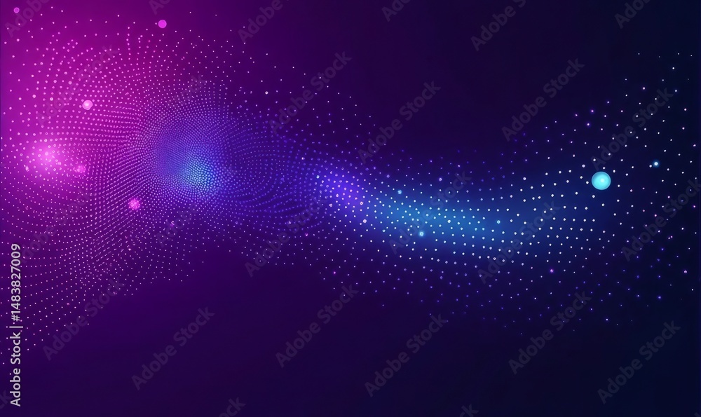 Aufkleber 紫と青のグラデーションの背景に輝く星と粒子の抽象的なデザインが特徴的な宇宙空間の背景