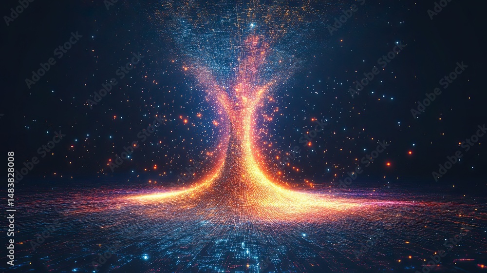Wall mural big data concept, digital transformation, futuristic data visualization for technology solutions