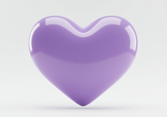 A glossy purple heart shape on a white background