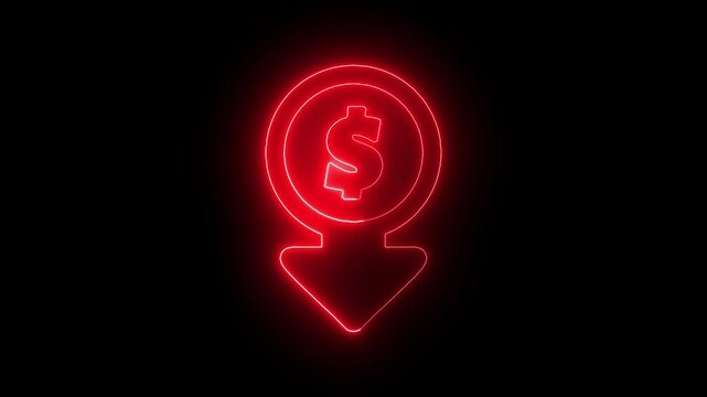 dollar or currency or evaluation vectors with arrow sign towards down , US Dollar red downfall crisis of economy