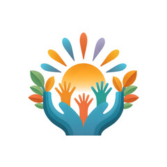 Obraz premium Community Hands Nature Sun Symbol Illustration