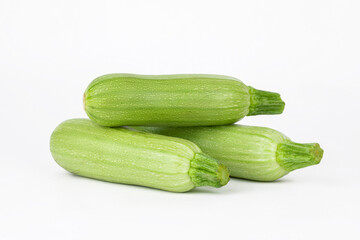 Fresh Green Zucchini Isolated on White Background	
