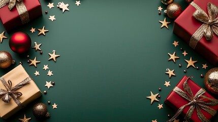 Festive Christmas Gifts Decorated With Stars And Ornaments