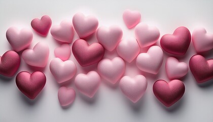 Fototapeta premium pink hearts on a white background