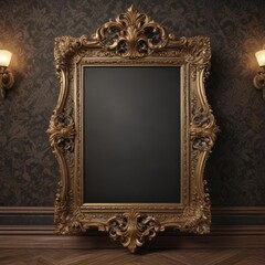 Ornate frames in classic style on damask fabric  ,  texture,  wallpaper,  antique