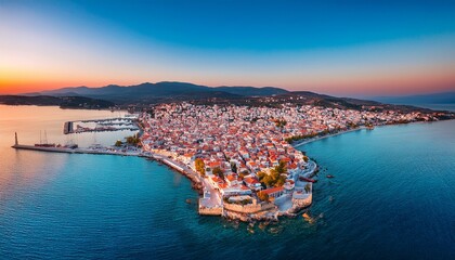 Fototapeta premium panoramic aerial view of kozani greece stunning macro photography of cityscape