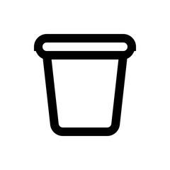 Illustration of a simple black outline of a flower pot with a rounded rim and a tapering body shape design