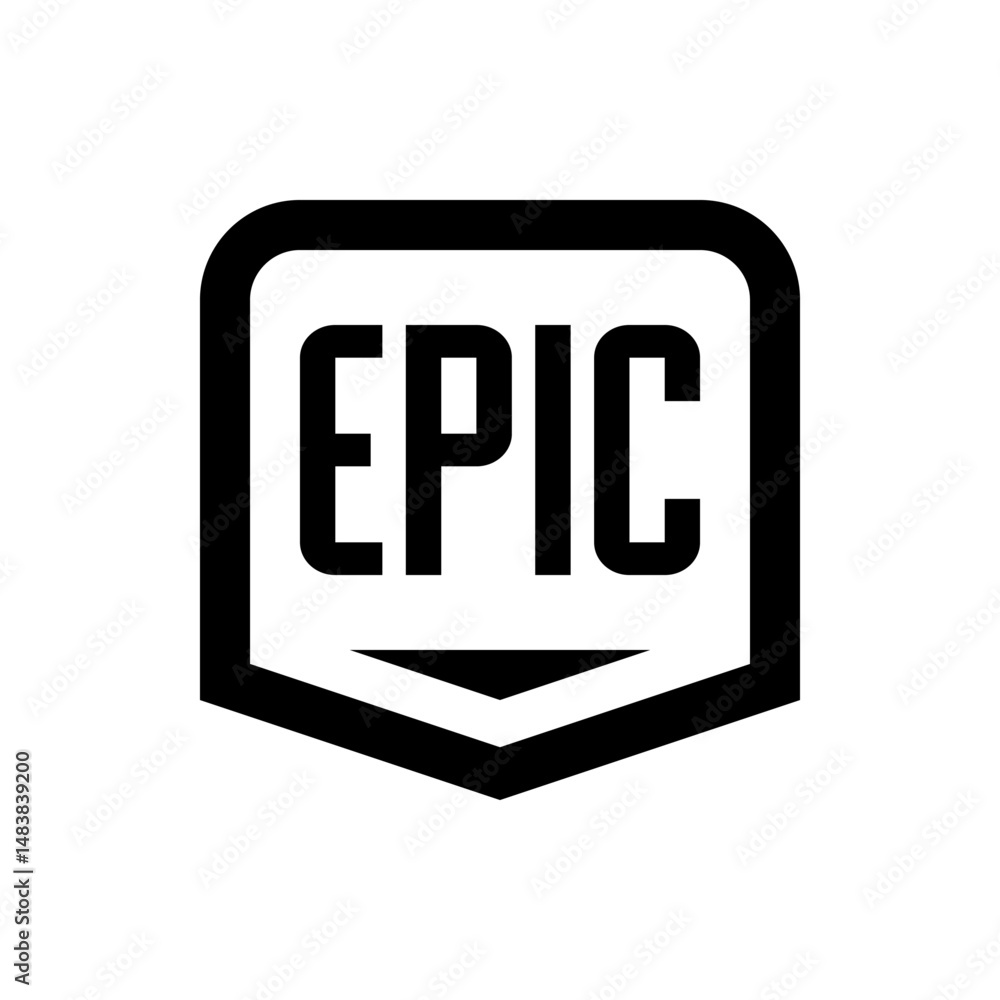 Aufkleber epic games logo featuring bold black font inside a rounded square with a downward pointing arrow sha