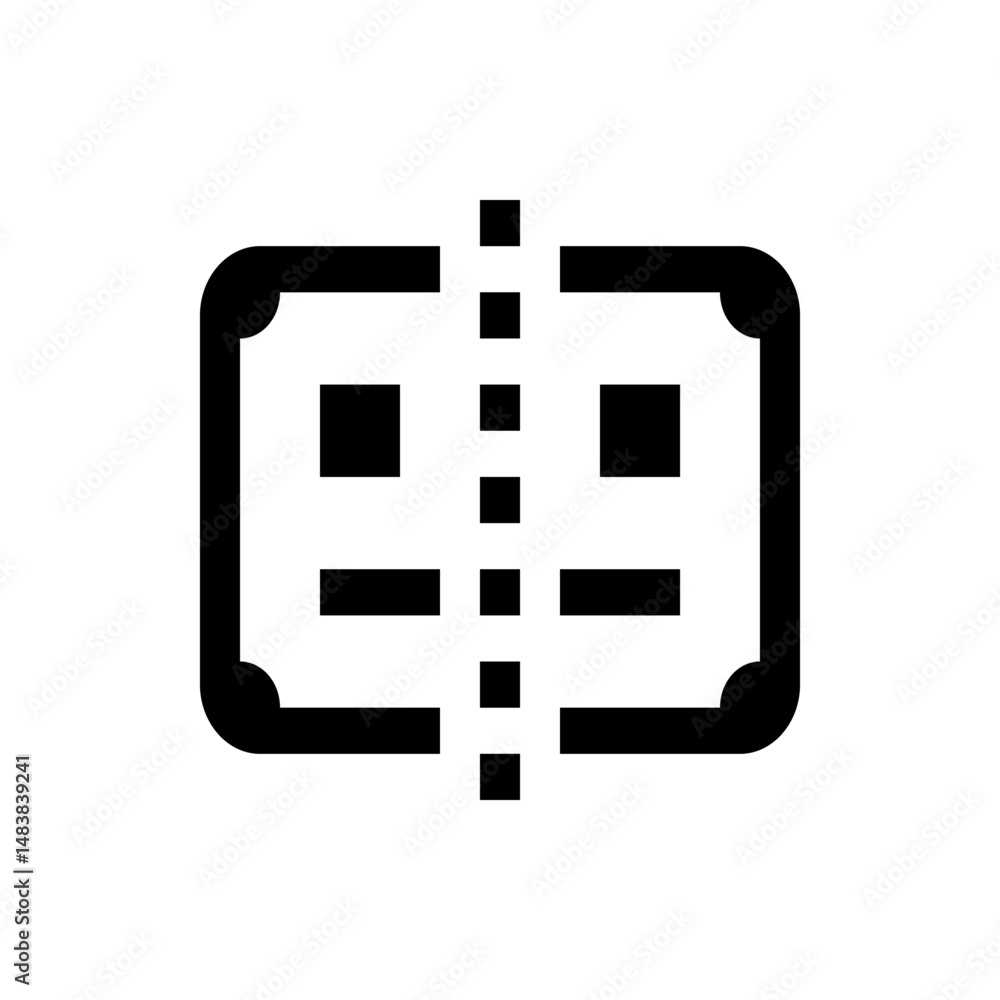 Poster geometric design featuring two mirrored sections with squares and rectangles and rounded corners pre