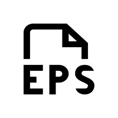 Black eps file icon with a folded corner representing a vector image format on a white background design