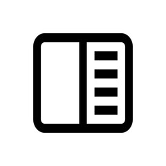 Illustration of a split screen layout with a blank section and a section containing horizontal lines