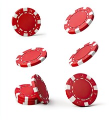 Red casino chips in various positions (1)