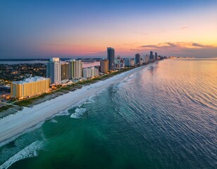 panama city beach florida coastal skyline dusk drone aerial photography