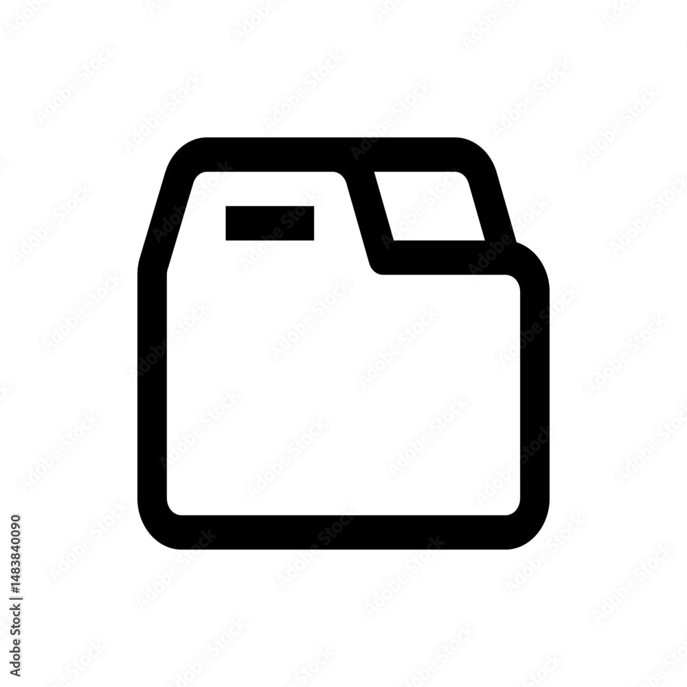 Poster illustration of a simple black and white folder icon with a tab and a horizontal line inside it show