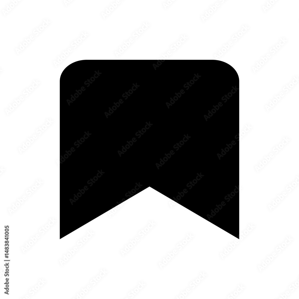Aufkleber illustration of a solid black bookmark with rounded top corners and a pointed bottom edge design ele