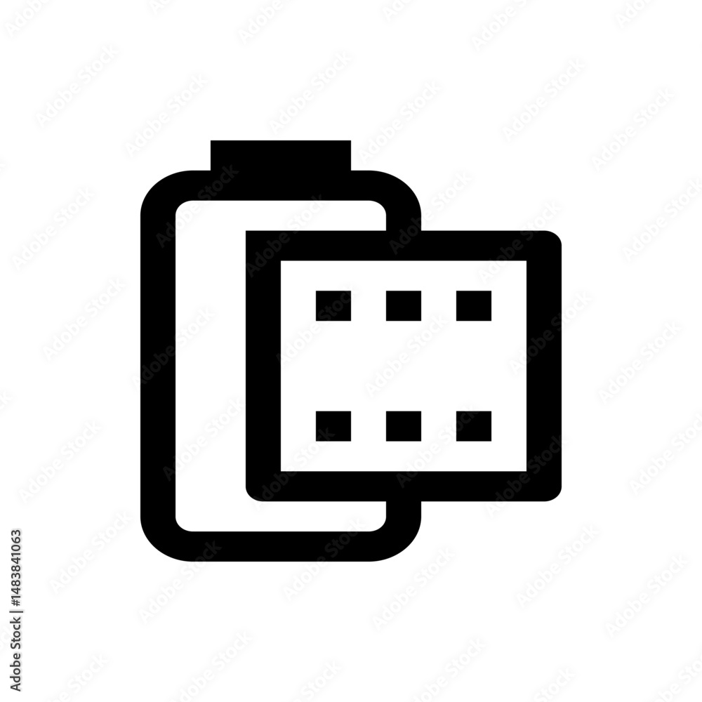 Poster illustration of a battery icon with a square grid overlay representing data storage or memory capaci