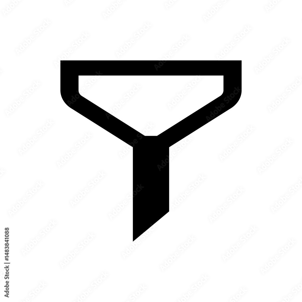 Poster black funnel shape with a wide top narrowing to a point at the bottom isolated on a white background