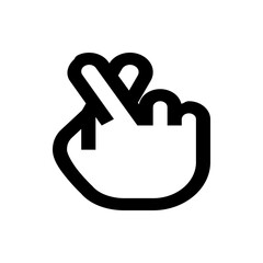 Illustration of a hand gesture with crossed fingers symbolizing luck or hope in a minimalist style drawing