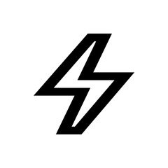 Fototapeta premium Illustration of a bold black lightning bolt design on a white background showing power and energy symbol